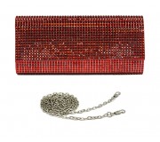 Evening Bag - Jeweled Acrylic Beads w/ Flap - Red